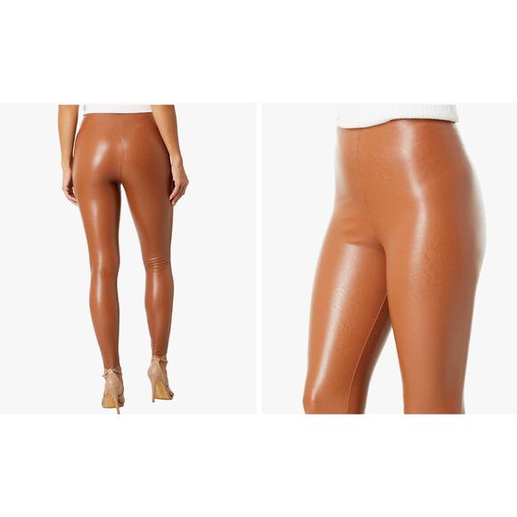 Commando Control Faux Leather Leggings Shape-wear Tummy Control Tan Camel 1X - Picture 2 of 4